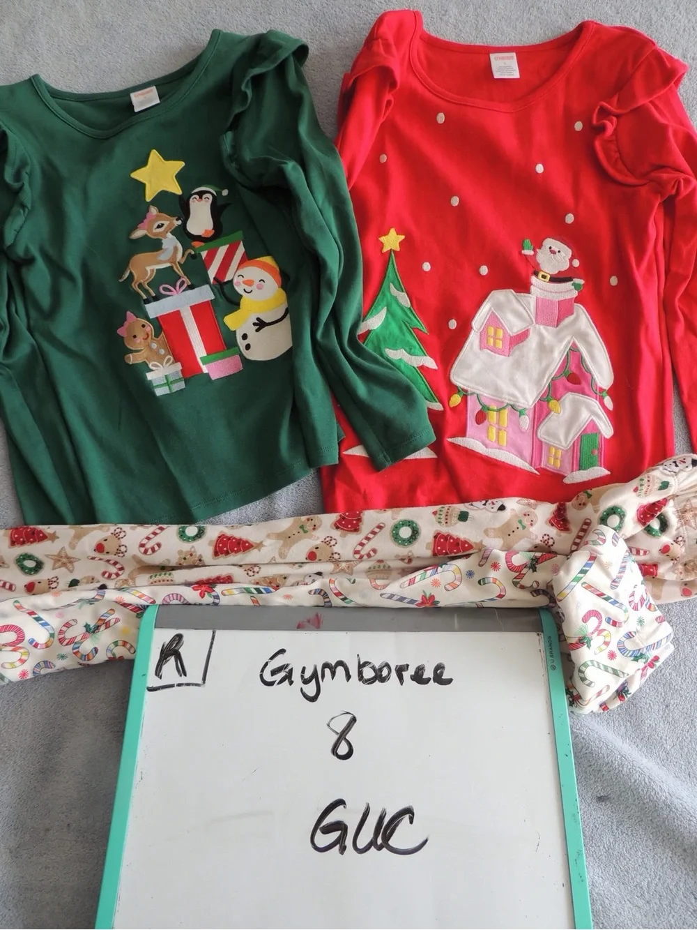 Gymboree Girls' Holiday Pajama Set - Green & Red TWIN SET
